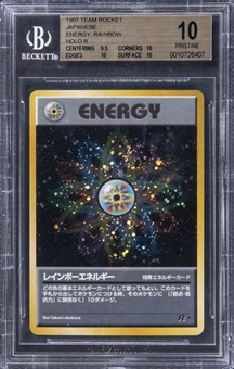 1997 Pokemon TCG Team Rocket Japanese Holographic Rainbow Energy - BGS PRISTINE 10 - Pop 1